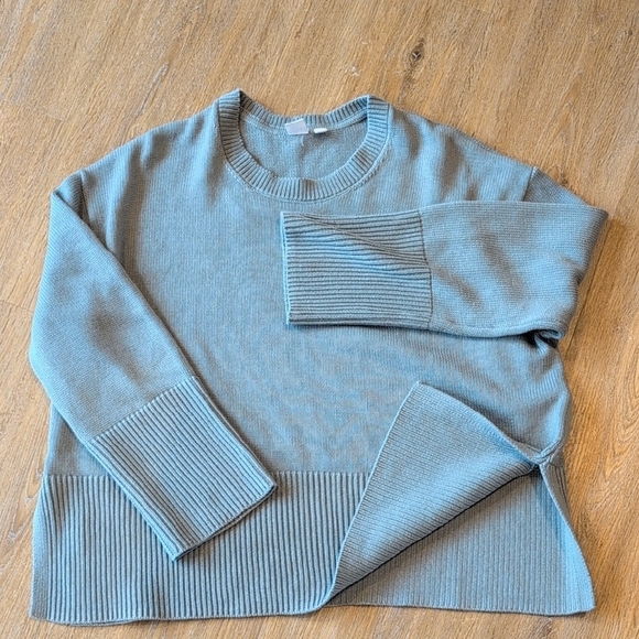 Gap 24/7 Split-Hem Crewneck Sweater, Sage Green, Women's L - Picture 5 of 10